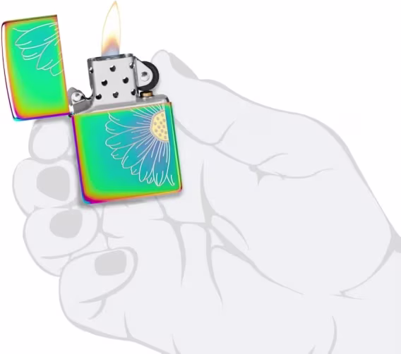 Zippo Çiçek Çakmak  Çok Renkli İki Tonlu Papatya