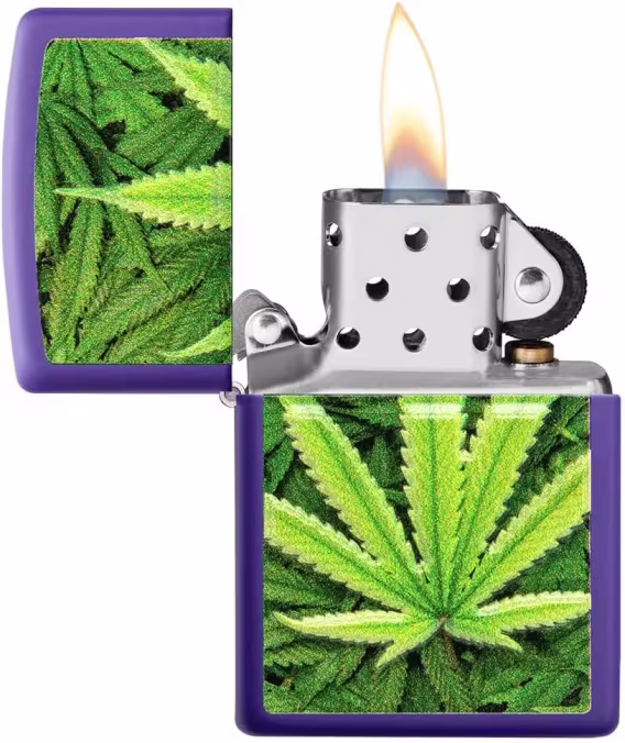 Zippo Yaprak Çakmak  Mor Mat Doku Baskı