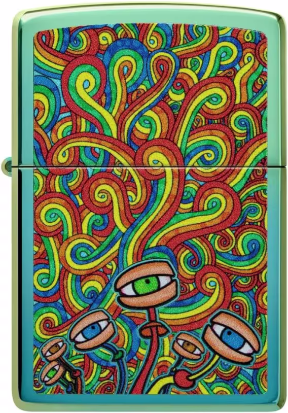 Zippo Sanatsal Çakmaklar  Psikodelik Görüntüler Parlak Deniz Mavisi