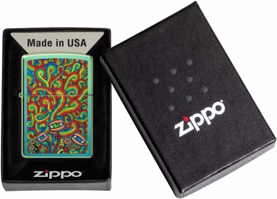 Zippo Sanatsal Çakmaklar  Psikodelik Görüntüler Parlak Deniz Mavisi