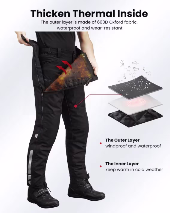 ILM Çıkarılabilir Kış Motosiklet Pantolonu  CE 2 Zırhlı