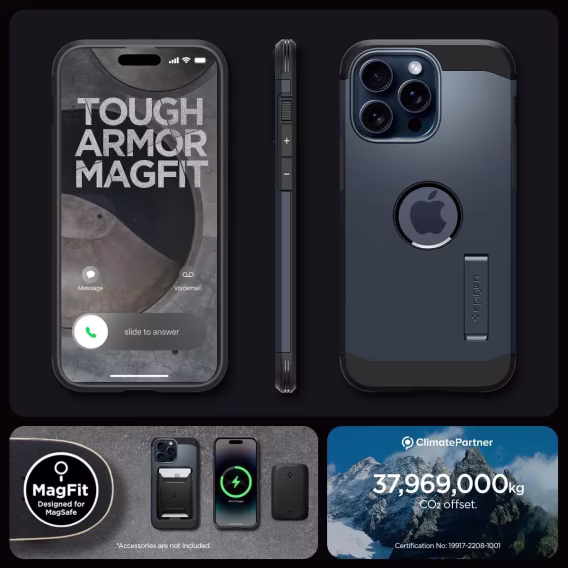 Spigen iPhone 15 Plus MagFit Manyetik Tough Armor Kılıf