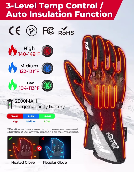 KEMIMOTO Isıtmalı Motosiklet Eldiveni
