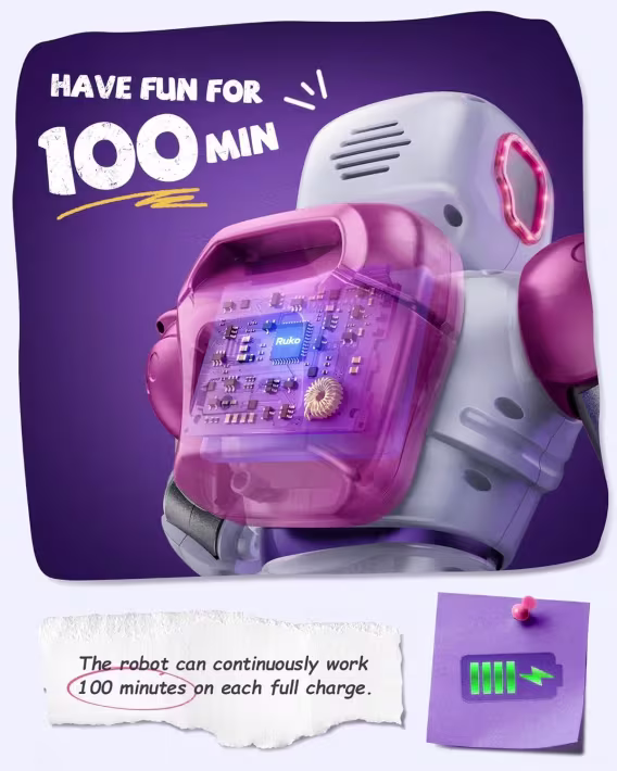 Ruko 1088 Çocuklara Yönelik Akıllı Robot  Pembe