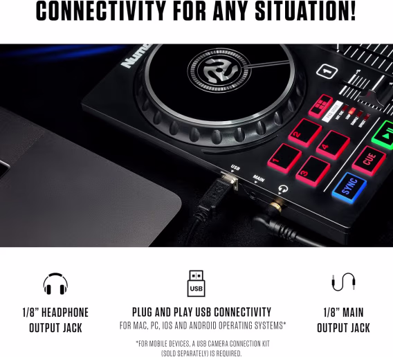 Numark DJ Kontrol Cihazı Paketi  Parti Işıkları ve USB DJ Seti