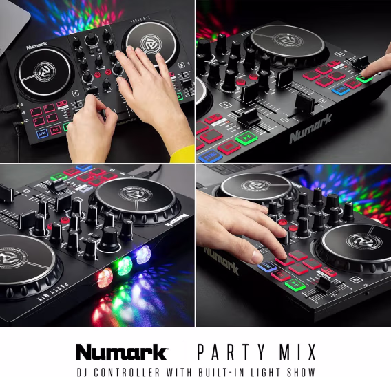 Numark DJ Kontrol Cihazı Paketi  Parti Işıkları ve USB DJ Seti