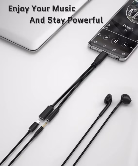 Elebase USB Tip C/3,5 mm Jak Ses Adaptörü ve Şarj Cihazı