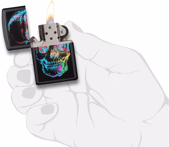 Zippo Çakmak  Parlak Mavi Amerikan Kafatası