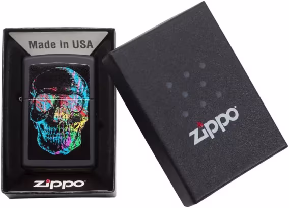 Zippo Çakmak  Parlak Mavi Amerikan Kafatası