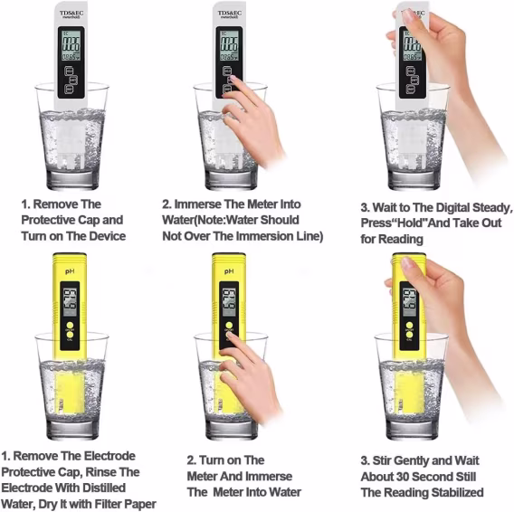 GuDoQi PH Ölçer ve TDS Ölçer Kombinasyonu