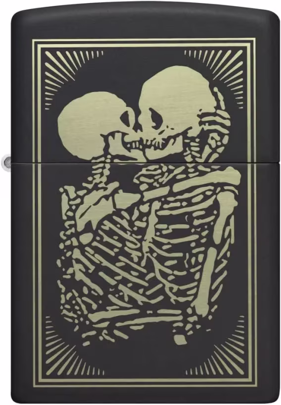 Zippo Çakmak  Mat Siyah Işık Mantar Kafatası