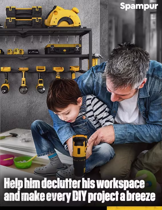 Spampur Şarj İstasyonlu Elektrikli Alet Düzenleyici/Rafı