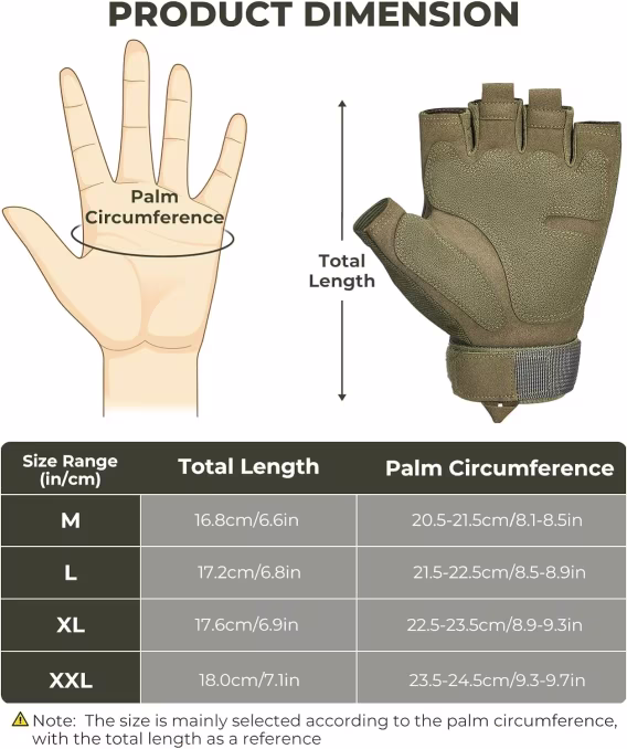 KEMIMOTO Parmaksız Taktik Motosiklet Eldiveni