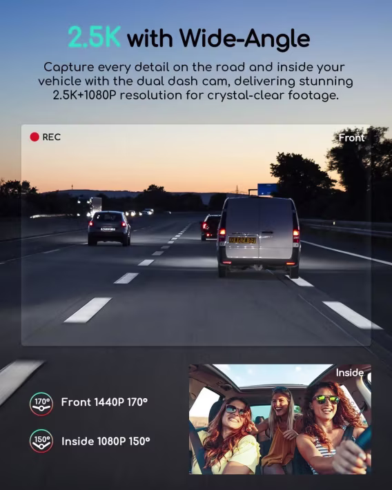 COOAU Araç Kamerası Ön ve İç Kamera 1080P