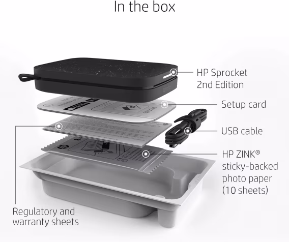 HP Sprocket Taşınabilir 2x3" Anında Fotoğraf Yazıcısı