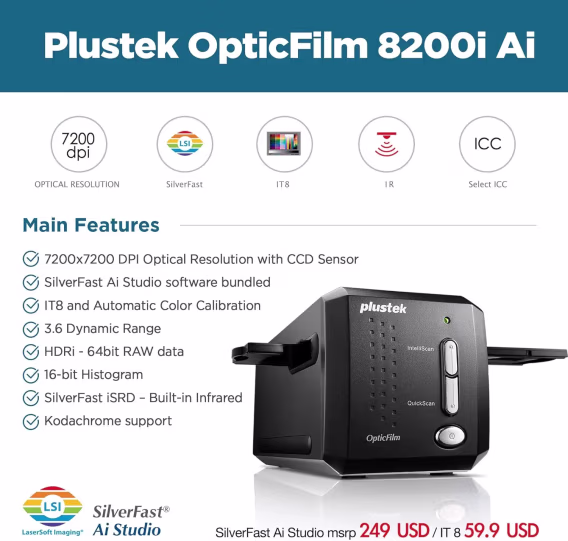 Plustek OpticFilm 8200i AI  35mm Film ve Slayt Tarayıcı