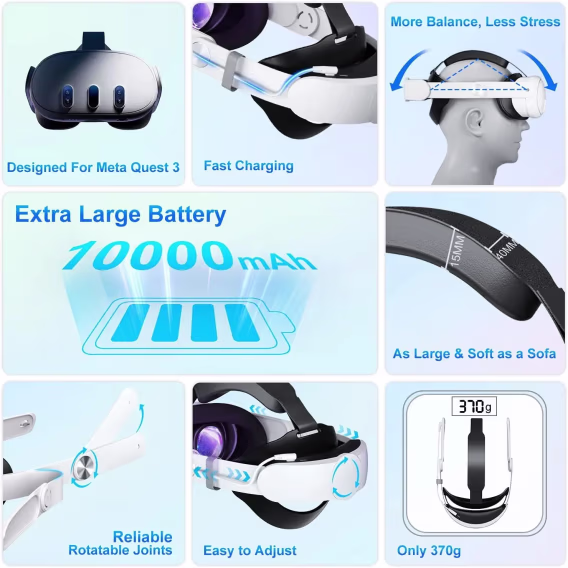 Meta Quest 3 ile Uyumlu Kafa Bandı Pili