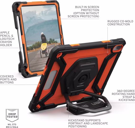 UAG iPad 10.9” 10. Nesil 2022 Ayarlanabilir Standlı Kılıf