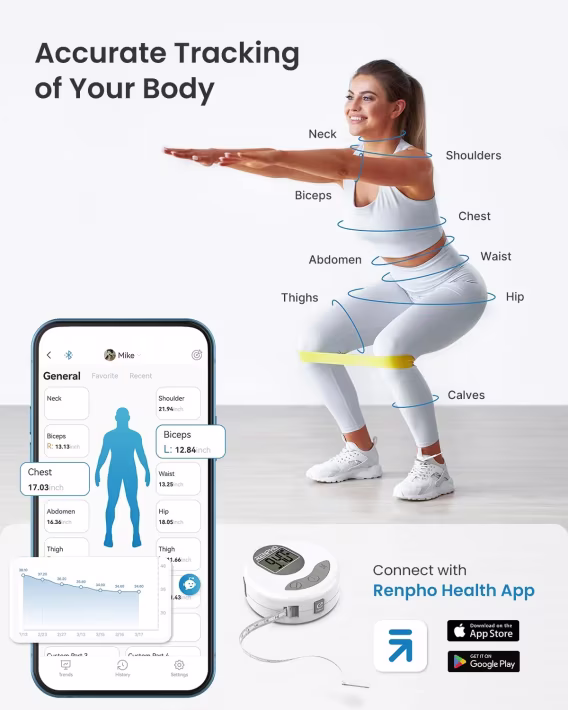 RENPHO Elis 1 USB Şarj Edilebilir Akıllı Vücut Yağ BMI Ölçeği