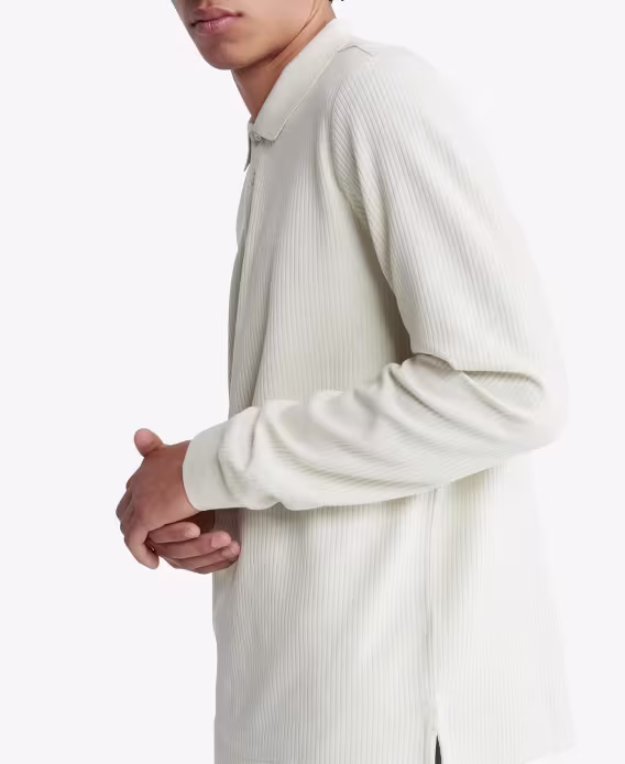 Calvin Klein Erkek Uzun Kollu Pürüzsüz Pamuklu Polo Gömlek