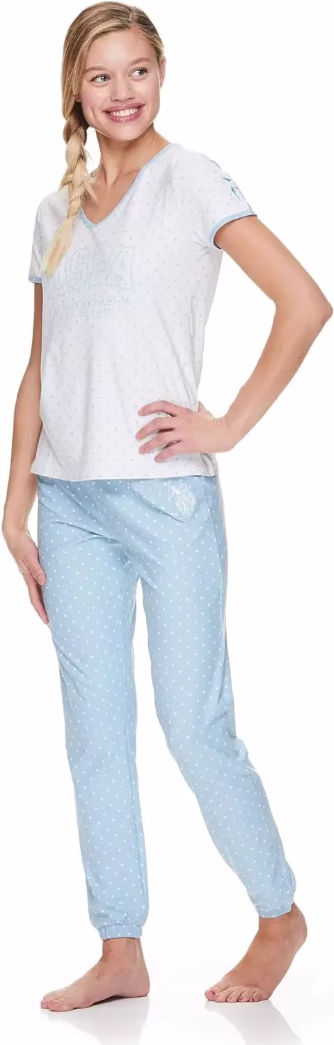 U.S. Polo Assn. Bayan Kısa Kollu Gömlek Pantolon Pijama Takımı