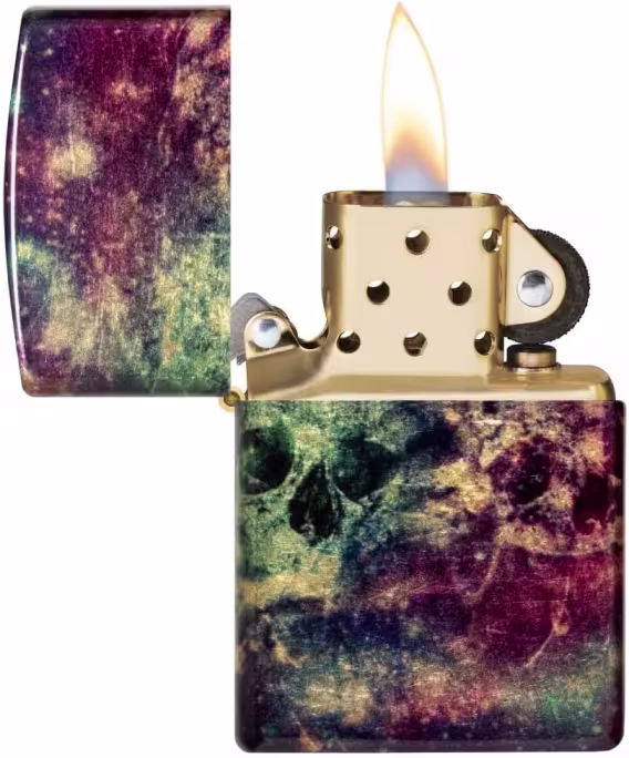 Zippo Çakmak  Şapkalı Çok Renkli Kafatası