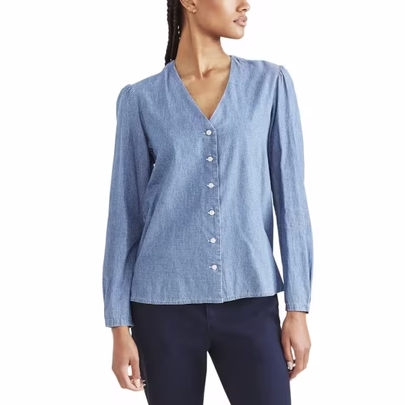 dockers-kadin-klasik-kesim-uzun-kollu-v-yaka-gomlek-v-947279