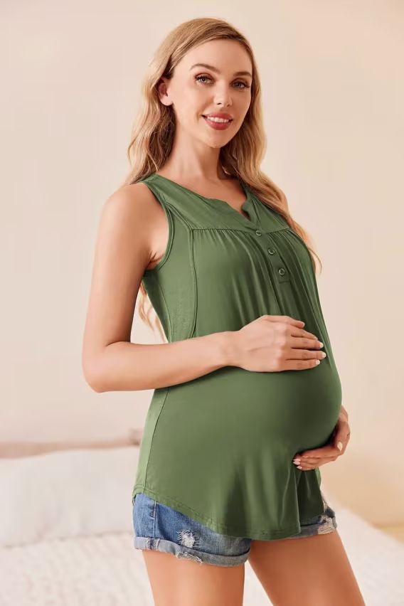 Ekouaer Kadın Hamile Emzirme Tankı Kolsuz