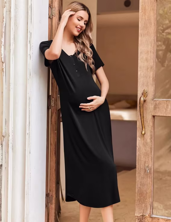 Ekouaer Kadın Gebelik için Uzun Gecelik