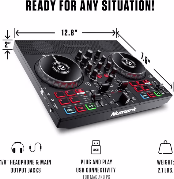 Numark DJ Kontrol Cihazı Paketi  Parti Işıkları ve USB DJ Seti