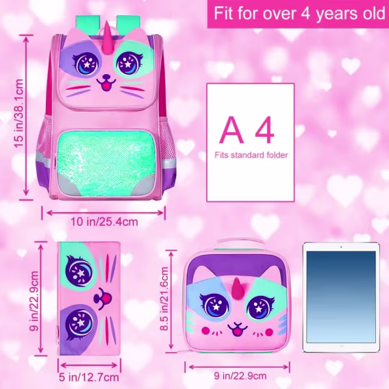 UFNDC Unicorn Kız Çocuk Sırt Çantası 3'lü