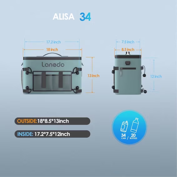 Lanedo 34 Gözlü Yumuşak Taraflı Soğutucu  Çok Kişilik Öğle Yemeği Çantası
