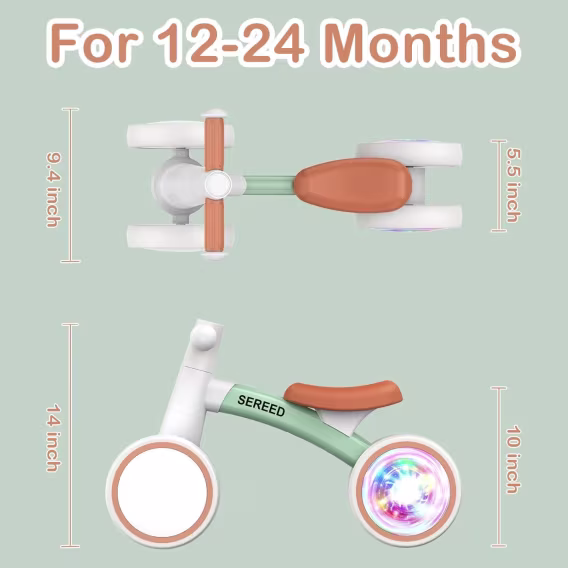 SEREED Renkli Aydınlatma Bebek Denge Bisikleti