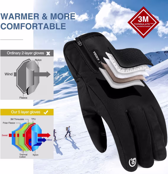 krosa 10℉ Su Geçirmez Soğuk Hava Eldiveni