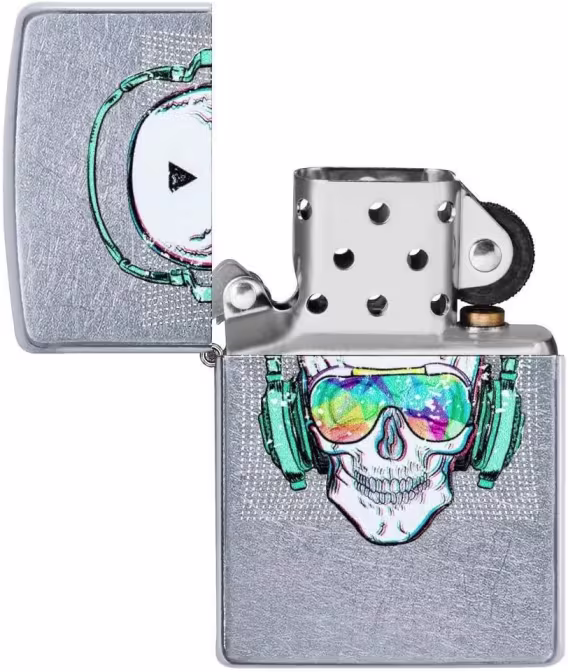 Zippo Çakmak  Siyah Mat Kafatası Saat