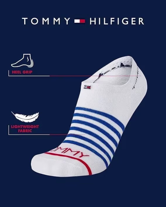 Tommy Hilfiger Erkek Atletik Çorap – Cushion No Show Çorap (3'lü Paket)