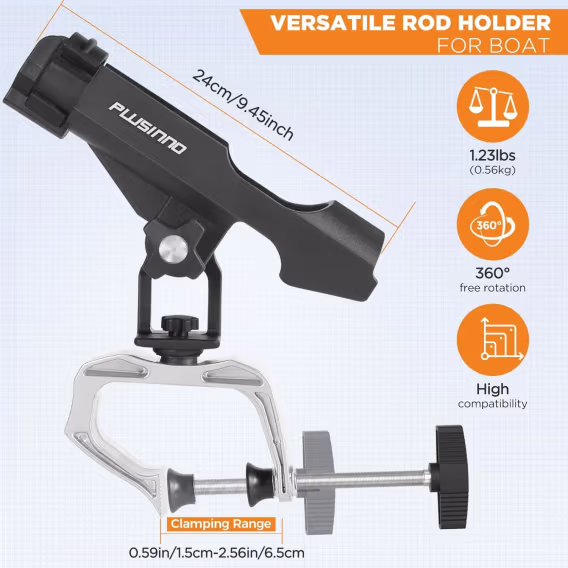 PLUSINNO Balıkçı Teknesi Olta Tutucu Büyük Kelepçe 360 Derece