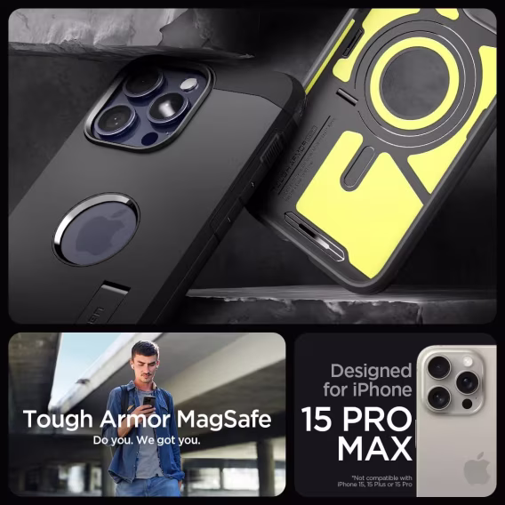 Spigen iphone 15 Pro Max Manyetik Tough Armor MagFit Kılıf