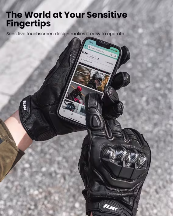 ILM ModelGRC01 Deri Dokunmatik Motosiklet Eldiveni