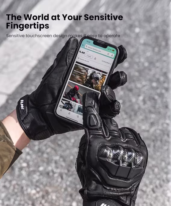 ILM ModelGRC01 Deri Dokunmatik Motosiklet Eldiveni