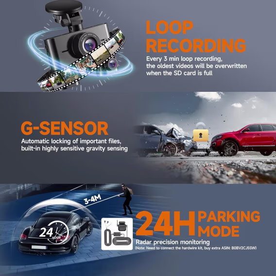 HUPEJOS V7 4 Kanal 360° Dörtlü Araba Kamerası (FHD 1080P)