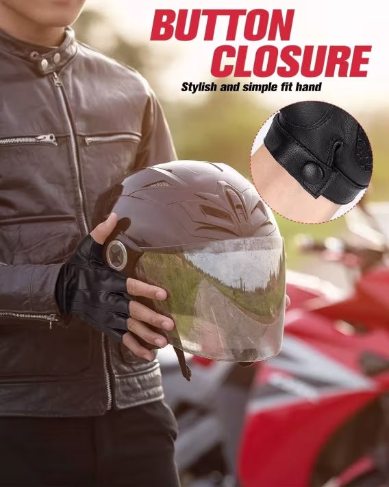 KEMIMOTO Parmaksız Deri Sürüş Eldiveni