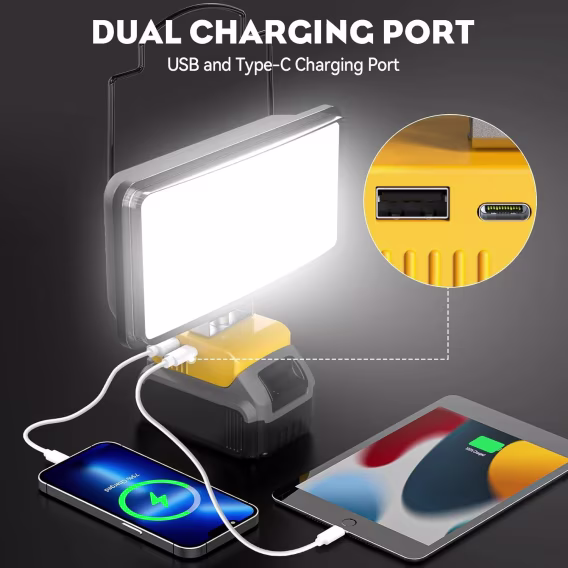 Ecarke DeWalt 18V/20V Lityum Pil için LED Çalışma Işığı (Akülü El Tipi)