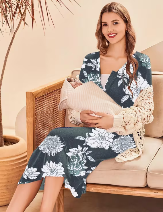 Ekouaer Kadın Gebelik için Uzun Gecelik