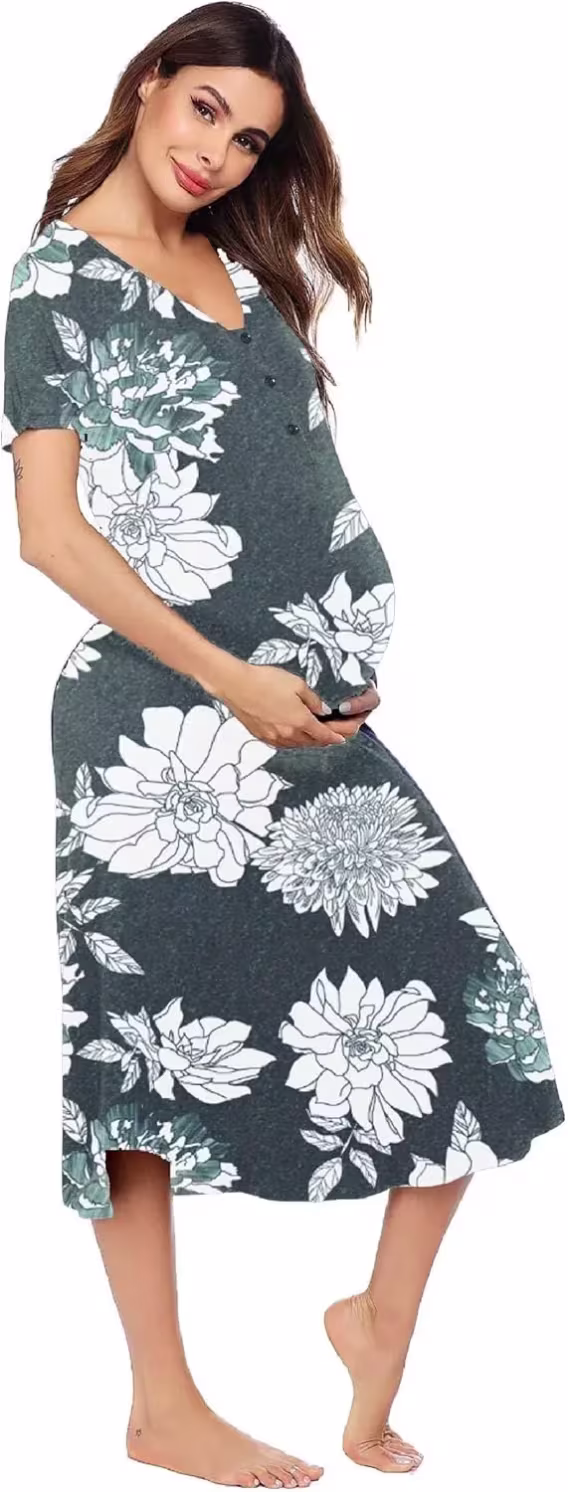 Ekouaer Kadın Gebelik için Uzun Gecelik