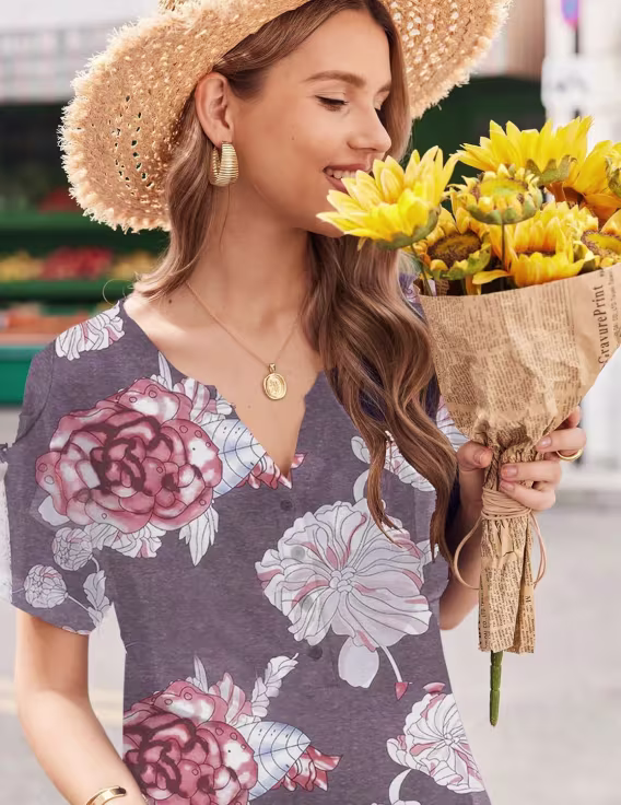 Ekouaer Kadın Kısa Kollu Gecelik 