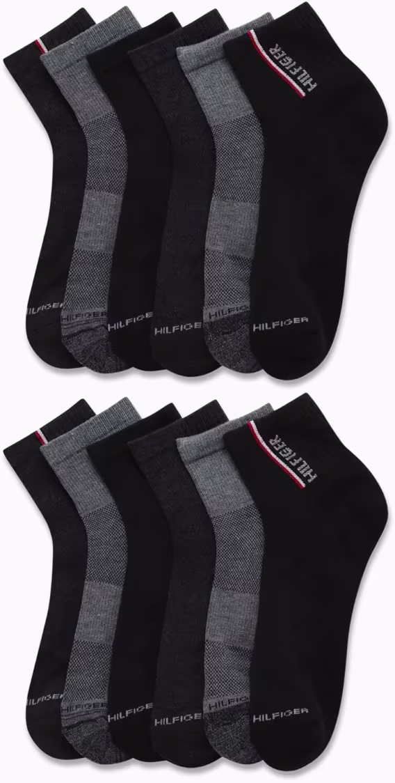 Tommy Hilfiger Erkek Atletik Çorap  Cushion Quarter (12'li Paket)