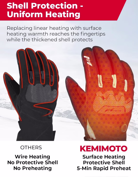 KEMIMOTO Isıtmalı Motosiklet Eldiveni