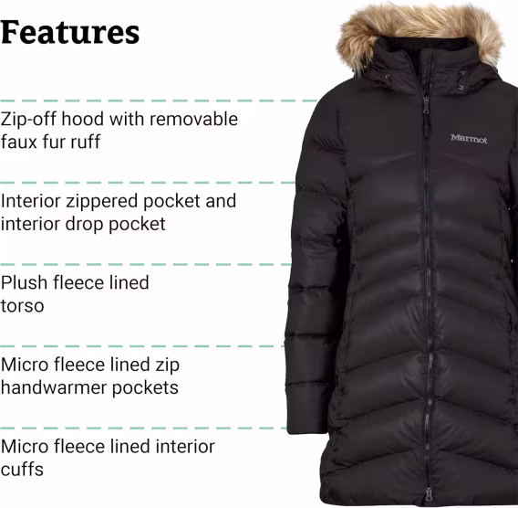 MARMOT Kadın Montreal Orta Diz Boyu Şişme Mont