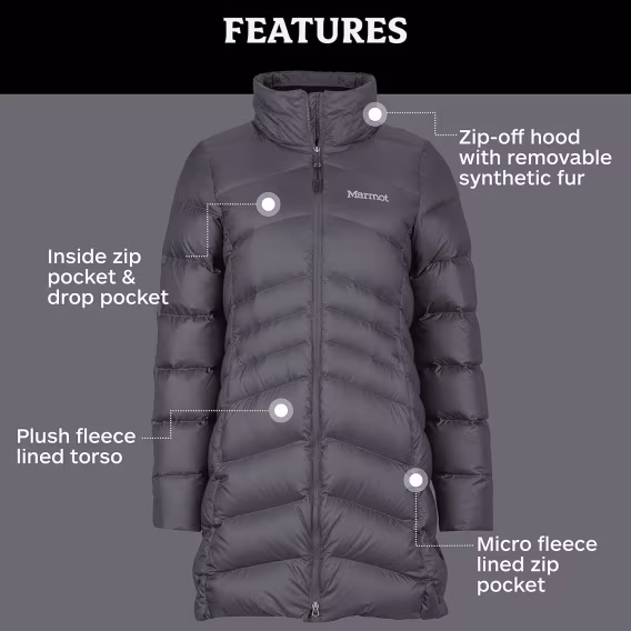 MARMOT Kadın Montreal Orta Diz Boyu Şişme Mont